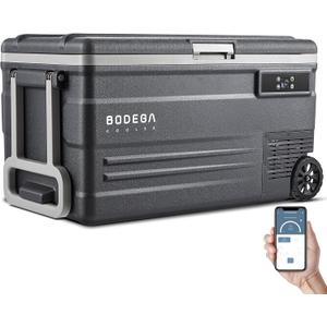 BODEGACOOLER 12 Volt Car Refrigerator,80 Quarts Portable Fridge,75L RV Freezer Single Zone,with APP Control,-4℉-68℉ Car Cooler,12/24V DC & 100-240V AC for Travel, Camping,Outdoor,Truck,SUV