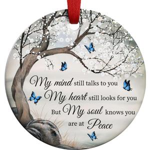 2 x Christmas Ornaments 2025, My Mind Still Talks to You Butterfly Ornament, Remembrance in Memory of Loved Gifts Loss of Father, Husband, Condolences Gift for Loss of Loved One