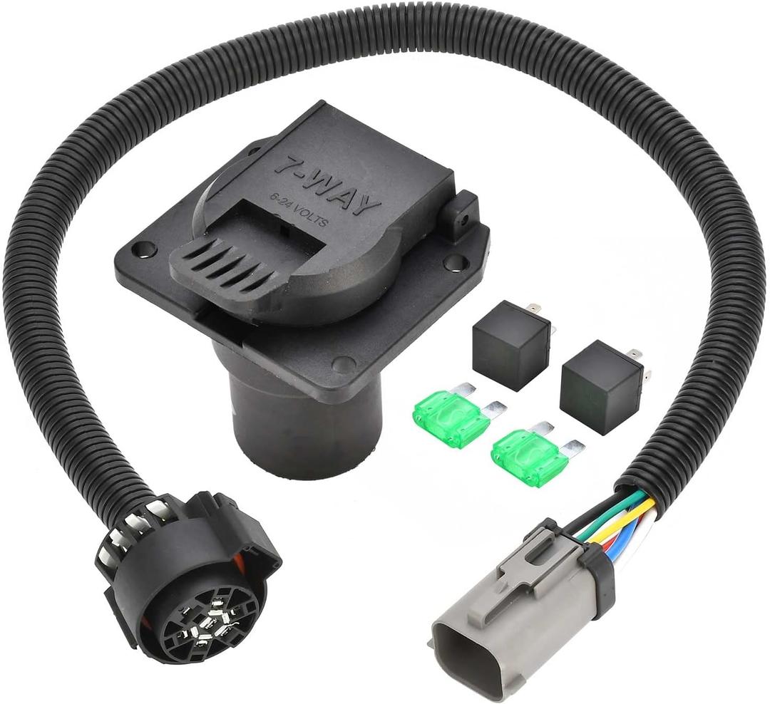 55243 7-Pin Trailer Wiring Plug Harness Compatible with Ford F250 F350 F450 F550 Super Duty 1999 2000 2001
