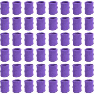 PATIKIL Sports Wristbands, 48 Pack Athletic Cotton Terry Cloth Absorbent Wrist Sweatband for Tennis Basketball Working Out Running, Light Purple