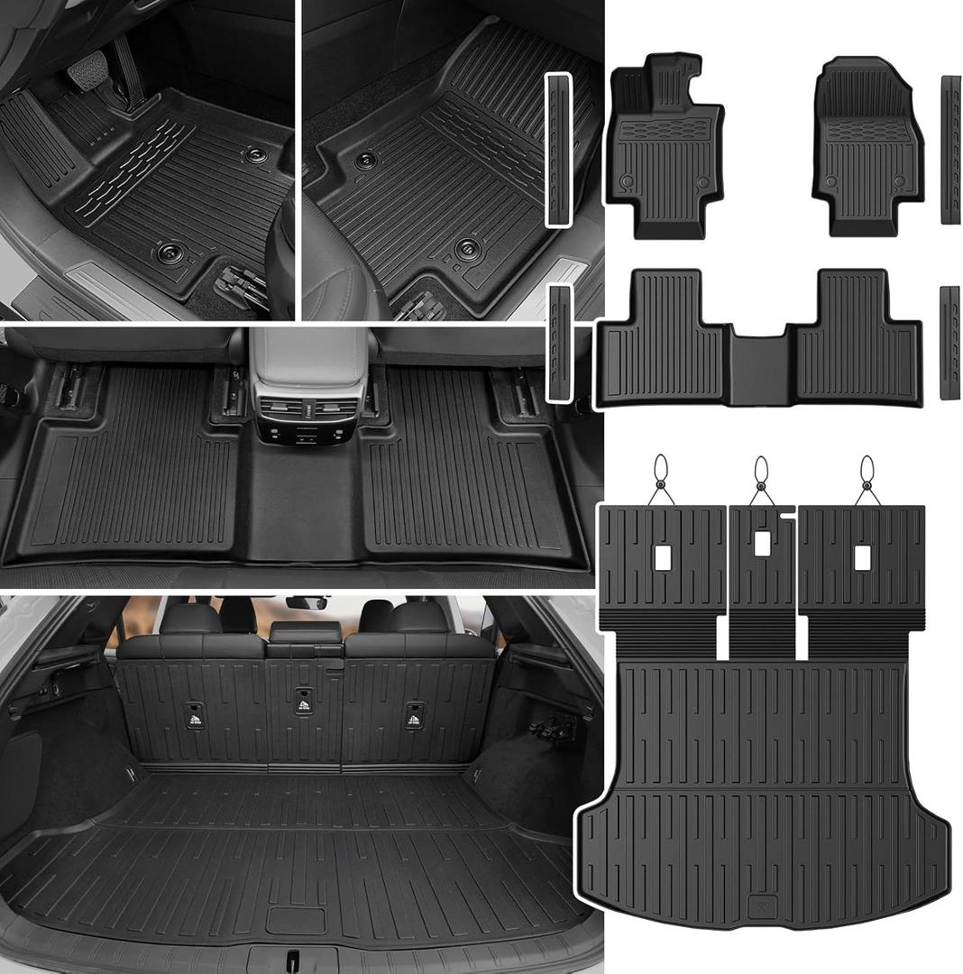 Floor Mats Set for Lexus RX350/RX350h/RX500h 2023 2024 2025 2026, All Weather TPE Floor Liners Backrest Mat Trunk Mat Cargo Liner Door Sill Guards Accessories for RX350/RX350h/RX500h