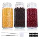 3 Pcs Glass Jars with Lids, 78oz 2300ml Glass Canisters with Airtight Lids, Air Tight Large Storage Jars, Sealed Square Mason Jars for Kitchen Food Storage Canning Cereal Cnady Flour Bean