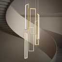 CHYING Modern LED High Ceiling Chandelier with Remote Control, Gold Max 96W