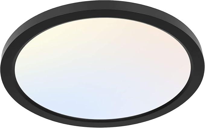 12 Inch LED Round Flat Panel Light,3CCT,3000K/4000K/5000K
24W Selectable CCT Edge-Lit Flush Mount Ceiling Light Fixture for Kitchen,Bedroom,Laundry and Closet Room,Black