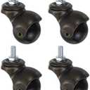 uxcell 1.5 Inch Ball Caster Wheels, 4pcs Threaded Stem Caster 360 Degree Rotatable Caster Wheels for Furniture, Bronze Tone