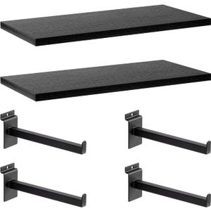 Wood Slatwall Shelves, Slat Wall Shelf Slatwall Acccessory for Garage, Home Improvement, Retail Display (2, 16''x8'')