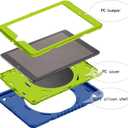 XZC iPad 9th/ 8th/ 7th Generation Case (iPad 10.2 Case 2021/2020/2019) Heavy Duty Shockproof Rugged Cover with Rotating Stand/Pencil Holder/Carrying Shoulder Strap (Blue and Green)
