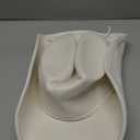 Big Wide Brim Cowboy Hat for Women Men Felt Western Cowgirl Hats (Large, Pu-ivory)