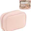 RIGHT AWAY Small Makeup Bag for Purse,Cosmetic Bag Organizer for Women,Waterproof PU Leather Make Up Pouch Toiletry Bag with Pockets,Portable Makeup Case for Travel Accessories&Accessories(Pink)
