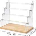 4-Tier Bracelet Holder Stand with Wood Base, Acrylic Jewelry Organizer & Display for Necklaces, Bangles, Watches, Multi-Functional Jewelry Storage for Home and Store Display
