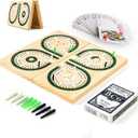 Cribbage Board Game Set, Unique Square 3-Track Cribbage Board Foldable with Card Storage & Magnetic Closure, 9 Multi-Colored Pegs, Playing Cards, Family Travel Board Game for Gatherings & Gifts