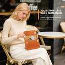 Yellow Full-Grain Leather Mini Pouch - 6 Inch Small Travel Organizer for Women, Cosmetic Jewelry Coin Cable Case