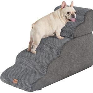 Made4Pets Dog Stairs Ramp for High Bed 22.8" H, 5-Step Pet Stairs for Bed Couch Sofa Climbing, 35D Foam Pet Steps for Small Dogs and Cats, Non-Slip Bottom Dog Steps, Grey