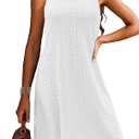 Womens Swimsuit Cover Up Spaghetti Strap Eyelet Embroidery Scoop Neck Sleeveless Casual Summer Dress Bikini Coverup
, S