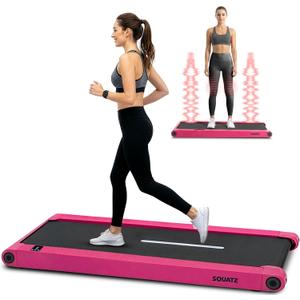 Squatz 2-in-1 Walking Pad Treadmill with Vibration Plates, Compact Under Desk Walking Pad with Remote Control, LED Display, Non-Slip Belt, Quiet 1.0HP Motor for Home or Office Workout (Pinks)