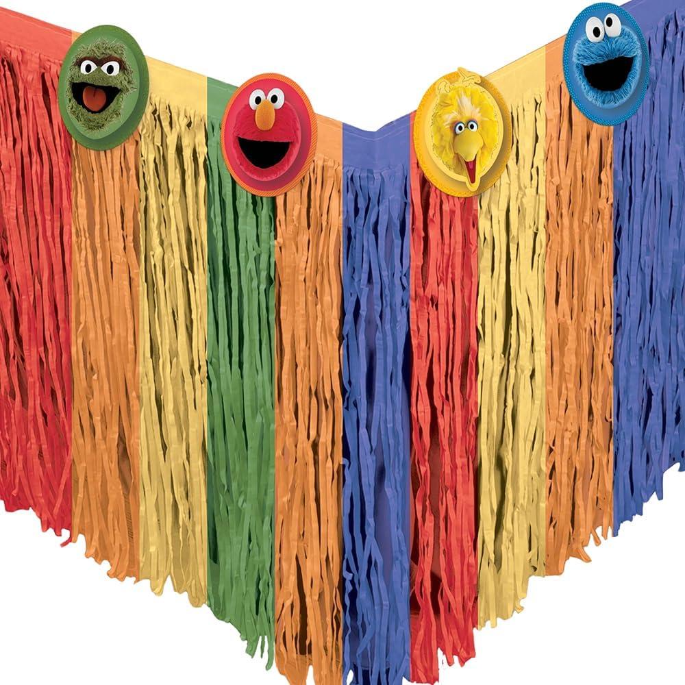 Stunning Everyday Sesame Street Paper Table Skirt - 29" x 10' (1 Piece) - Vibrant Colors & Premium Material - Perfect for Parties & Events