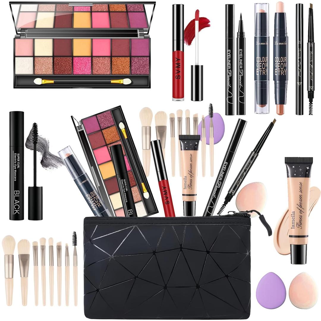 Makeup Set for Women, Makeup Kit for Women Full Kit, Travel Makeup Set, Makeup Gift Set for Girls, 14-Color Eyeshadow Palette, Lip Gloss, Eyebrow Pencil, Contour Stick, Face Make up 03