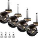 Enenes 4Pack 2" Heavy Duty Ball Caster Wheels with Antique Brass Finish Swivel Stem Casters Replacement Set for Furniture, Carts, Toolbox Includes 4 Stem Sockets