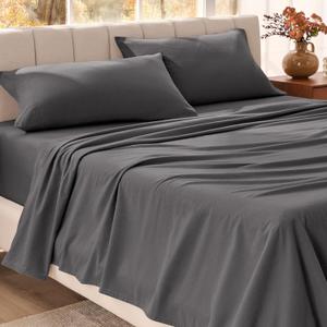 Bare Home Organic Cotton Flannel Sheet Set - Twin XL Size - 100% Cotton - Double Brushed for Extra Softness & Comfort - Warm, Cozy, and Durable - Breathable - Bed Sheets (Twin XL, Grey)