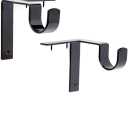 Kwik-Hang Single Curtain Rod Brackets – No Drill, No Damage – Perfect Curtains Every Time – 1” Black. 4 qty
