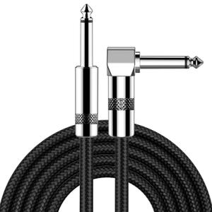 New bee Guitar Cable 10ft Electric Instrument Bass AMP Cord for Electric Mandolin, Pro Audio (Right Angle to Straight, Black) (10FT)