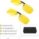 Night Driving Glasses Clip On Night Vision Glasses HD Polarized Yellow Lens Compact Fit Non-Flip Up, Anti Glare (A01 Yellow/2 Pack)