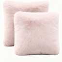 ZYFZCLBL Pack of 2 Faux Fur Throw Pillow Cover, Decorative Pillow Cover Luxury Soft Cozy Fluffy Pillow Covers for Bed/Couch, 24" x 24" Inch, Pink