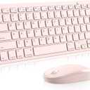 OMOTON Bluetooth Keyboard & Mouse Combo, Wireless Set for iPad Pro 13/11 (2024)/12.9, 10th/9th/8th/7th Gen, Air 6/5/4 and Other Bluetooth Enabled Devices (Pink)