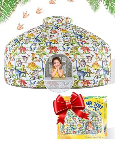 Skywin Dino Dome Dig Air Tent for Kids with Door (77” x 50”) Builds in 30 Seconds, Toddler Tents Indoor for Imaginative Play, Kids Forts Indoor Playhouse, Christmas or Birthday Gift (Fan Not Incl)