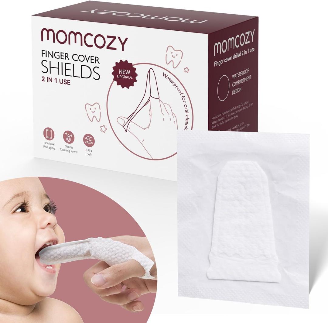 Momcozy Baby Finger Toothbrush, Wipes Toothbrush, Tongue Cleaner & Gum Wipes - 30 Count