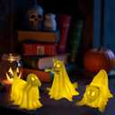 Halloween Decor Indoor, Set of 3 Draped Ghost Dog Figurines, Light-Up Halloween Decorations, Ghost Decor for Home Party Display