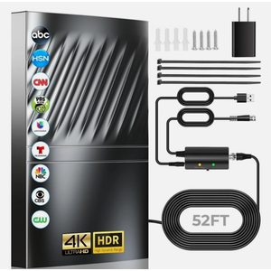 2025 Long Range TV Antenna Indoor, Antenna for Smart TV with Amplifier Signal Booster for Local Channels, Digital Antenna Outdoor for All Older TV's-Supports 4K 1080p -33ft Long Cables