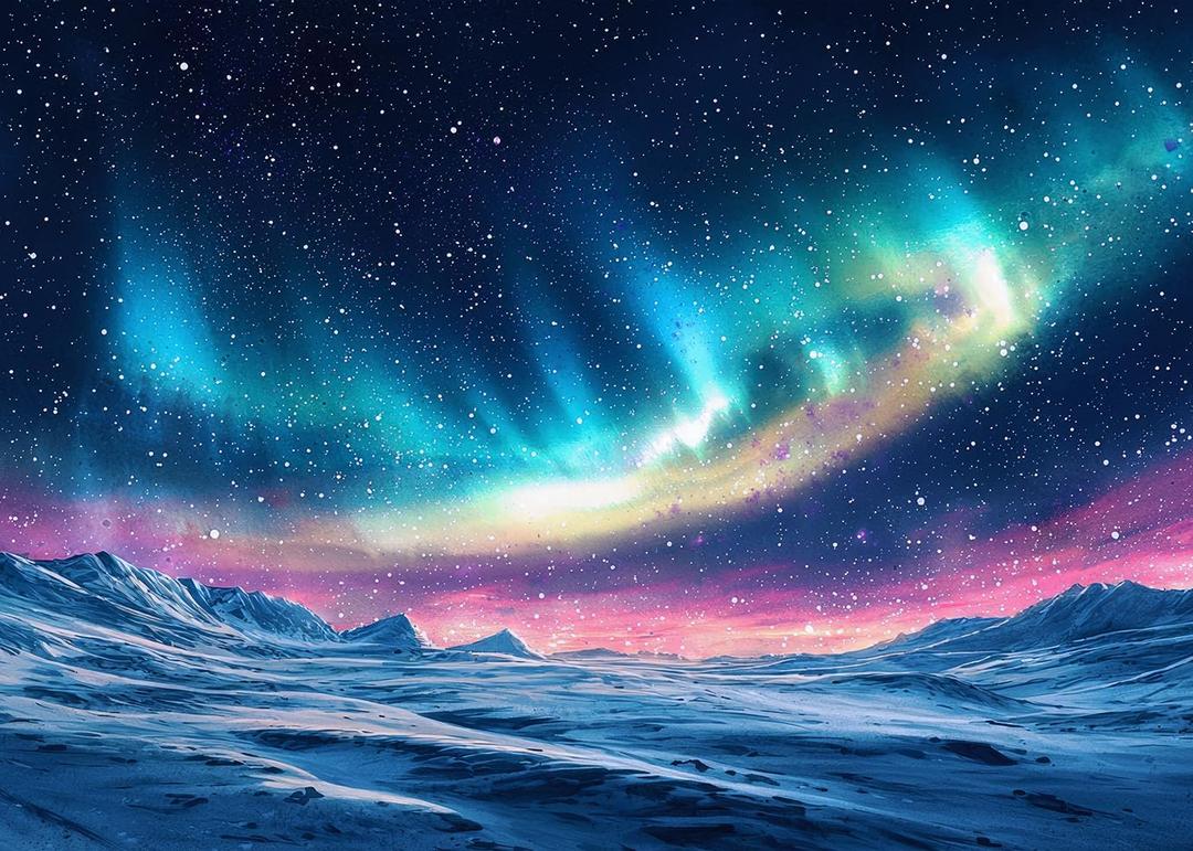 7x5ft Winter Snow Mountain Aurora Photography Background Winter Xmas Party Decor Banner X-447