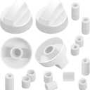 puxyblue Universal White Control Knobs 4-Pack with 12 Adapters Compatible for Oven/Stove/Range Widely Used (1year Free Return and Exchange Service)