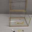 Wedding Card Box with Heart Lock, Large Metal Glass Card Box with Gold Frame for Party Reception, Wedding, Baby Showers, Birthdays, Bridal, or Graduation, 129.58.5 Inches