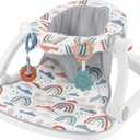Fisher-Price Portable Baby Chair Sit-Me-Up Floor Seat with Developmental Toys & Machine Washable Seat Pad, Rainbow Showers (1 Count)