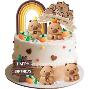 Capybara Cake Toppers Mini Blowfish Party Supplies for Capybara Birthday Party Supplies Shower Favors
