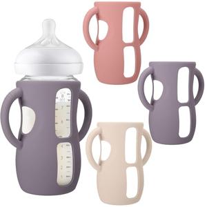 BUSOHA 3 Pack Silicone Sleeves for Avent Baby Bottles - Drop Protection Baby Bottle Sleeves with Handle for Avent Natural Baby Bottles,8 Ounce
