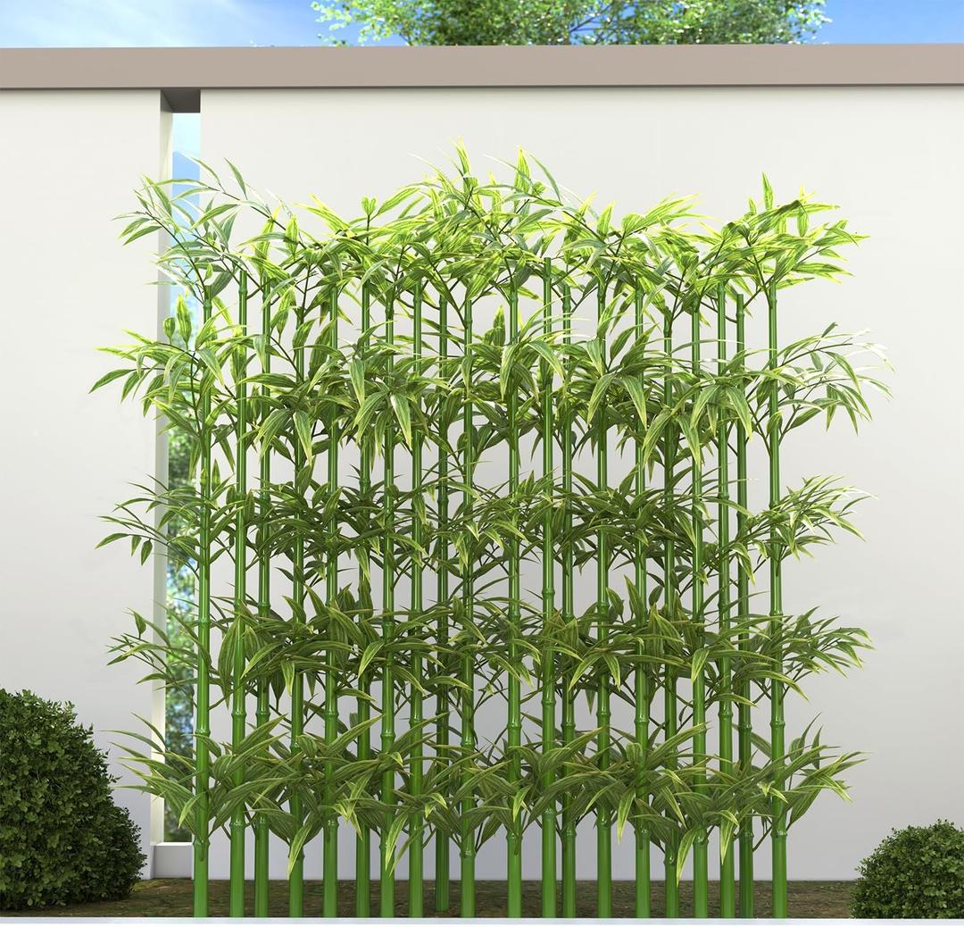 5ft Fake Bamboo Plant 10 Pack, Artificial Privacy Plants Indoor Outdoor Faux Bamboo Plant Privacy Trees with Silk Leaves for Garden Fence Courtyard Entrance (5ft / 150cm)