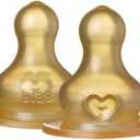 BIBS Bottle Nipple | BPA Free Natural Rubber | Made in Denmark | Slow Flow 2-Pack