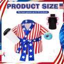 Shyyween Patriotic 4th of July Porch Goose Outfit 23 Inch American Lady Goose Statue Clothes Red White and Blue Bathrobe Coffee Cup Curlers 250th Anniversary Garden Lawn Decor