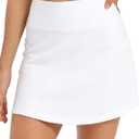 AHLW Tennis Skirts for Women with Pockets - Buttery Soft High Waisted Stylish White Athletic Golf Skorts (White, L)
