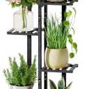 ROSSNY 48 Inch Tall Plant Stand Indoor, 6 Tier 7 Potted Bamboo Plant Stands for Indoor Plants, Corner Plant Stand, Tiered Plant Stands, Plant Shelf For Indoor, Planter Holder for Multiple Plants Indoor, Black