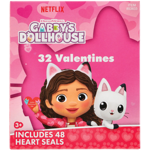Pack of 3 Netflix DreamWorks Gabby's Dollhouse Valentine's Scratch Heart Seals. 