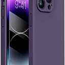 Miracase Designed for iPhone 14 Pro Case, with Tempered Glass Screen Protector, [Upgraded Camera Protection], Shockproof Liquid Silicone Rubber Phone Case Cover for 14 Pro 6.1 inch (Dark Purple)