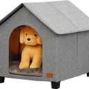 Indoor Dog House with Warm Plush Mat and Elevated Feet,Soft Dog Bed House for Medium Size Dog and Multiple Large Cat,Max Pets Size 23.6 X 16.9 Inches