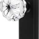 2 Pack Vintage Matte Black Single Sided Crystal Dummy Door Knobs Interior, Antique Glass Dummy Door Knobs with Long Plate