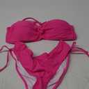Women's Strapless Bandeau Bikini Set - Twist Front Two Piece Swimsuit Top with Side Tie Bathing Suit Bottom (Large, Hot Pink)