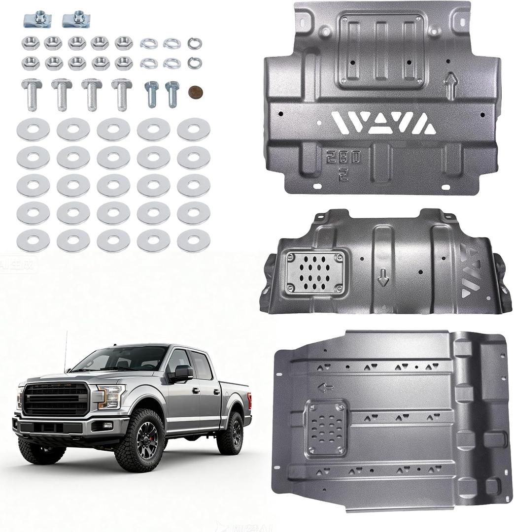 Full Skid Plate for Ford F150 2015-2022 with Front Transmission Shield & Splash Guards Shield Kit Heavy-Duty Underbody with Install Accessories