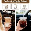 100 Pack 16oz Clear Plastic Cups with Lids and Straws, Leak-Proof Disposable Iced Coffee Cups, BPA-Free Recyclable PET To-Go Cups for Smoothies & Cold Drinks (EXP 11/30/26)